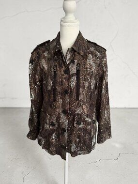 ZADIG & VOLTAIRE Brown Metallic Sequined Jacket size Small